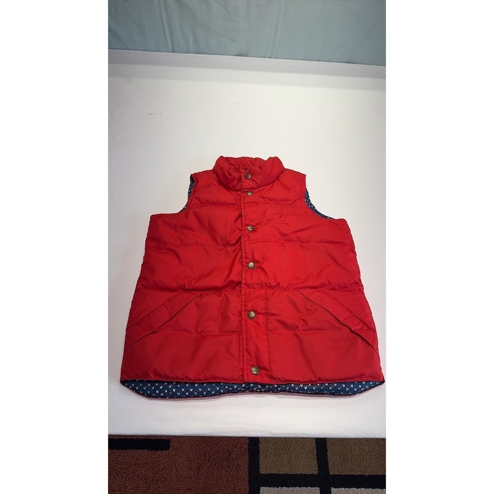 L.L. Bean Red Puffer Vest Patterned Lining Women Medium 10-12 Casual Layering